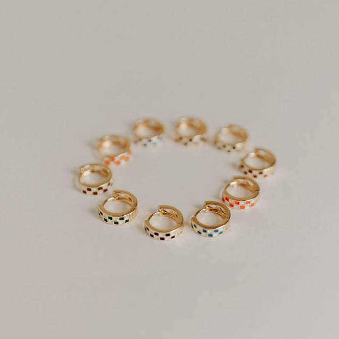 Blue & White Checkered Hoops-AURA REGALIA 