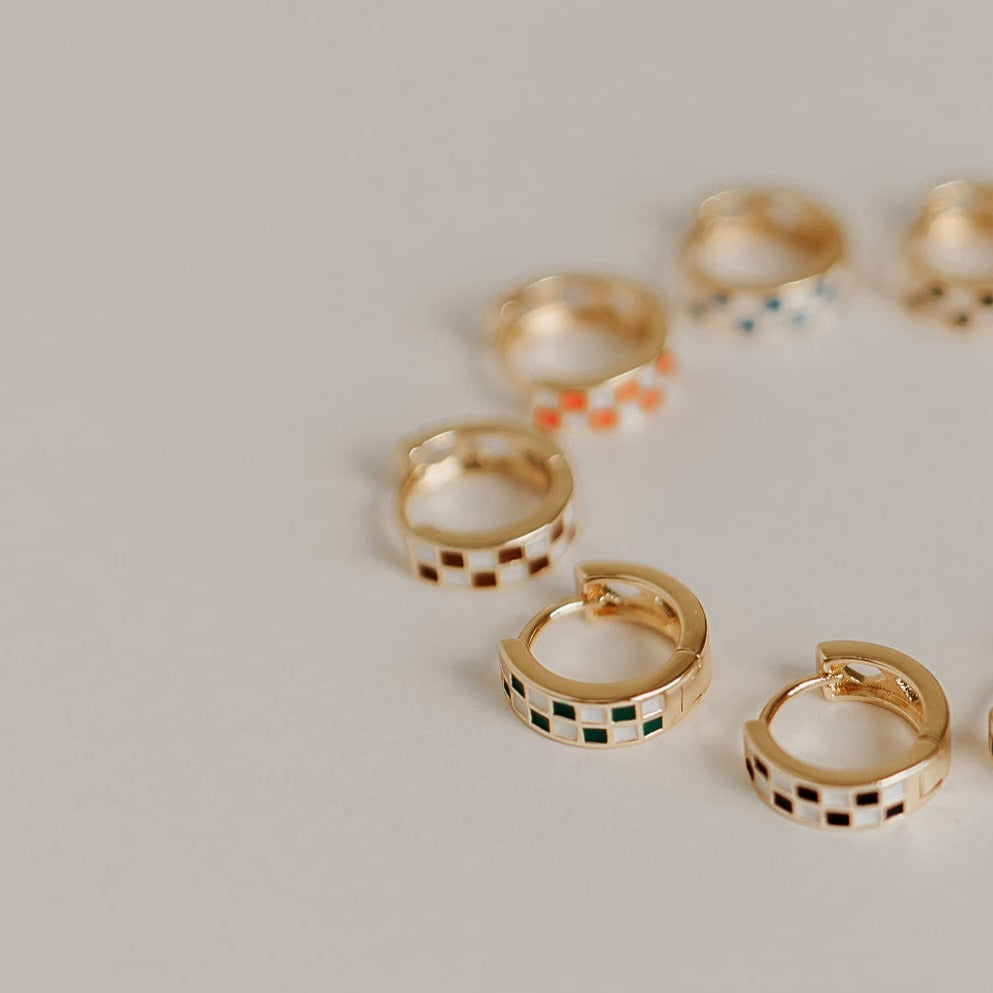 Green & White Checkered Hoops-AURA REGALIA 