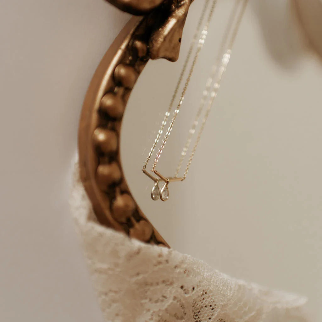Harper Diamond Teardrop Necklace-AURA REGALIA 