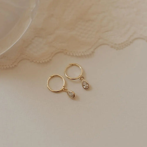 April Raindrop Dangle Hoops-AURA REGALIA 