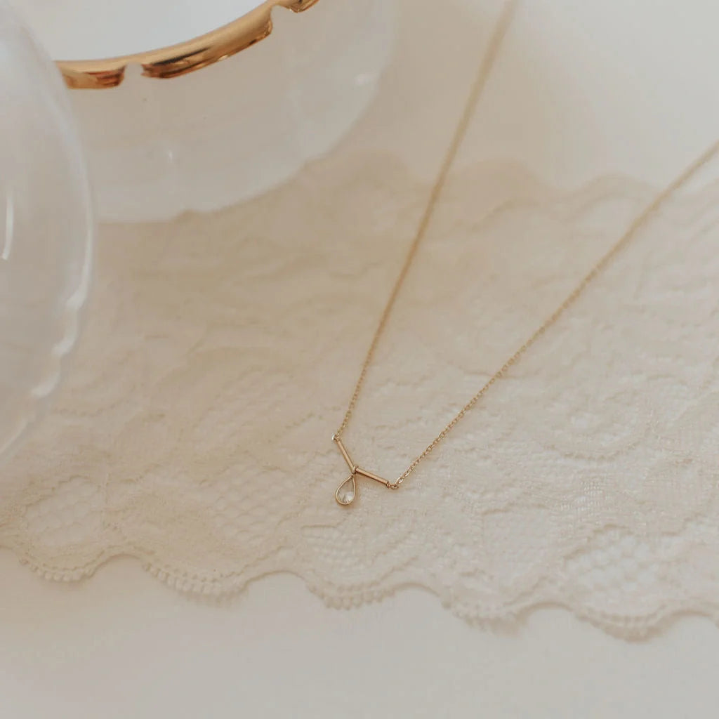 Harper Diamond Teardrop Necklace-AURA REGALIA 