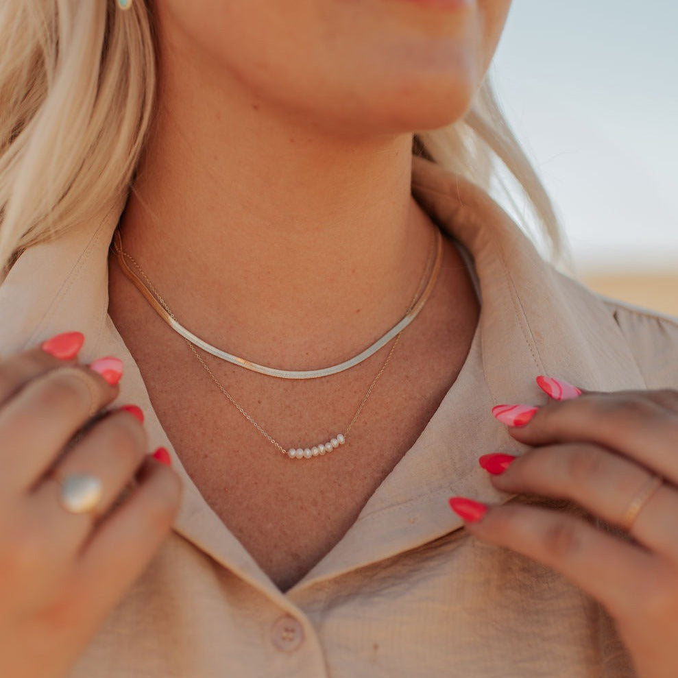 Jade Herringbone Necklace-AURA REGALIA 