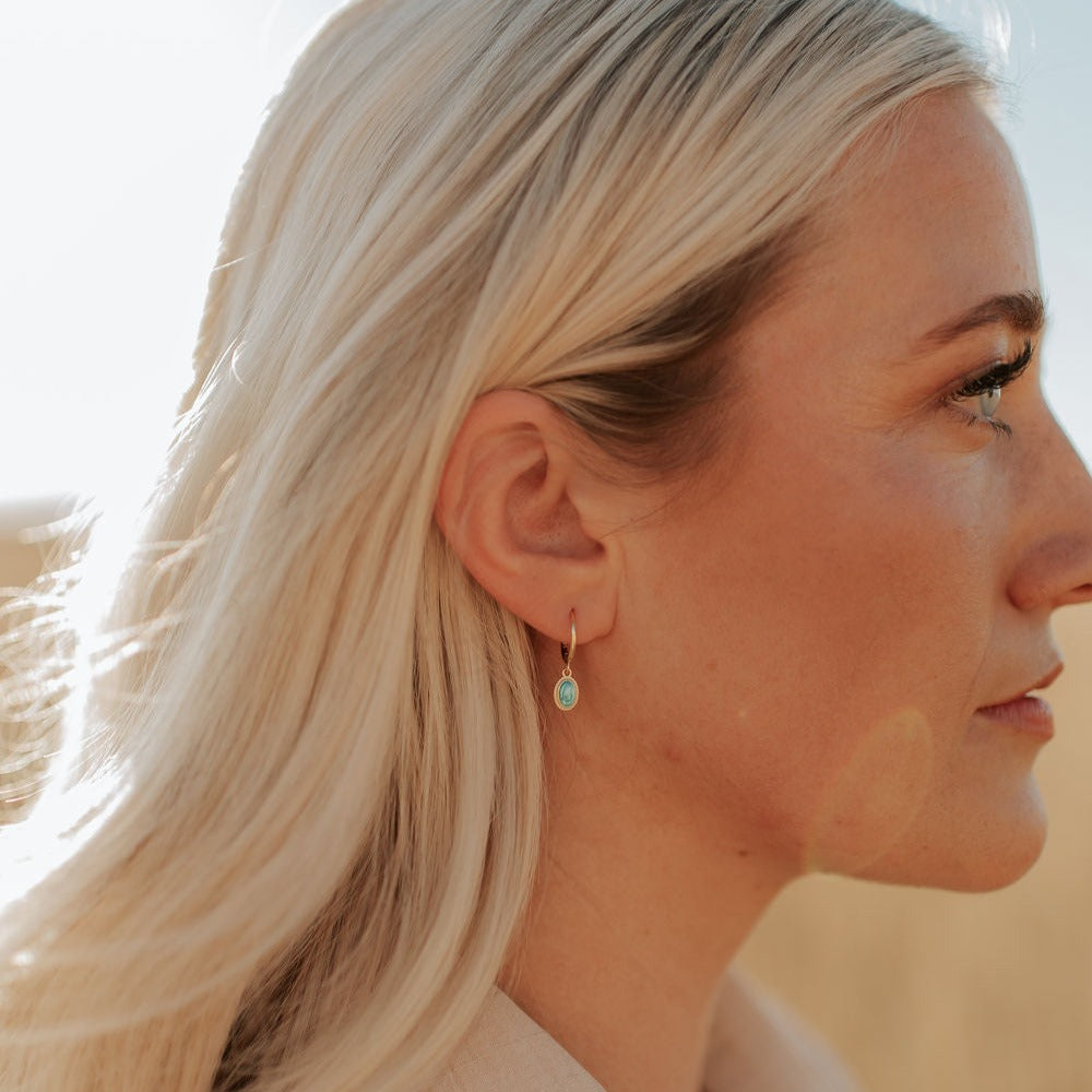 Riley Turquoise Hoops-AURA REGALIA 
