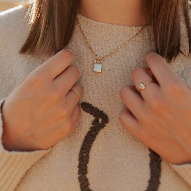 Newport Gold Filled Lock Necklace-AURA REGALIA 