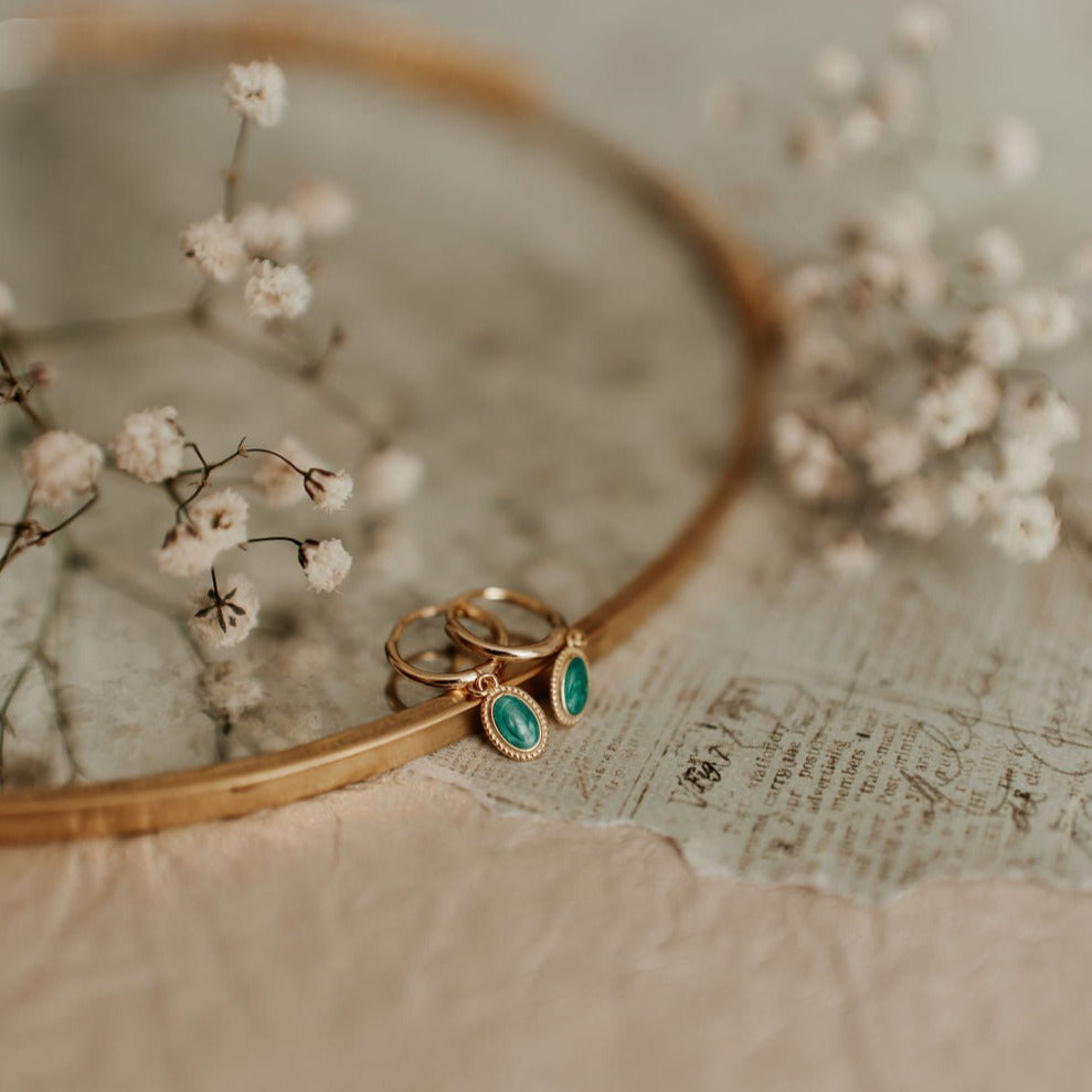 Riley Turquoise Hoops-AURA REGALIA 