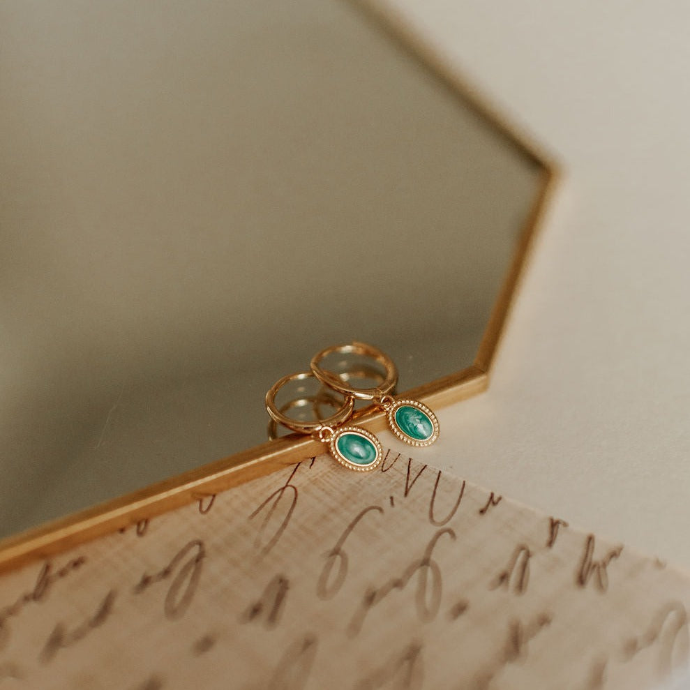 Riley Turquoise Hoops-AURA REGALIA 