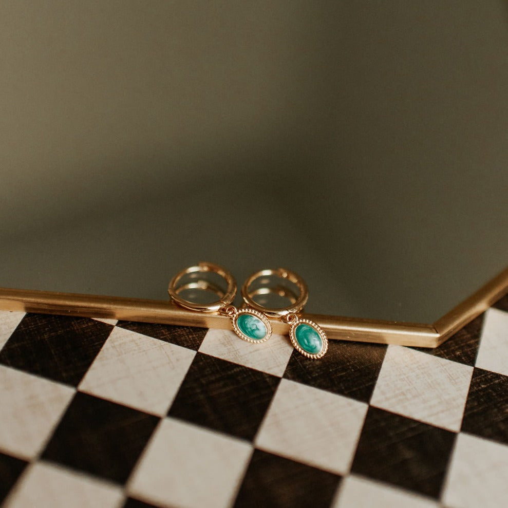 Riley Turquoise Hoops-AURA REGALIA 
