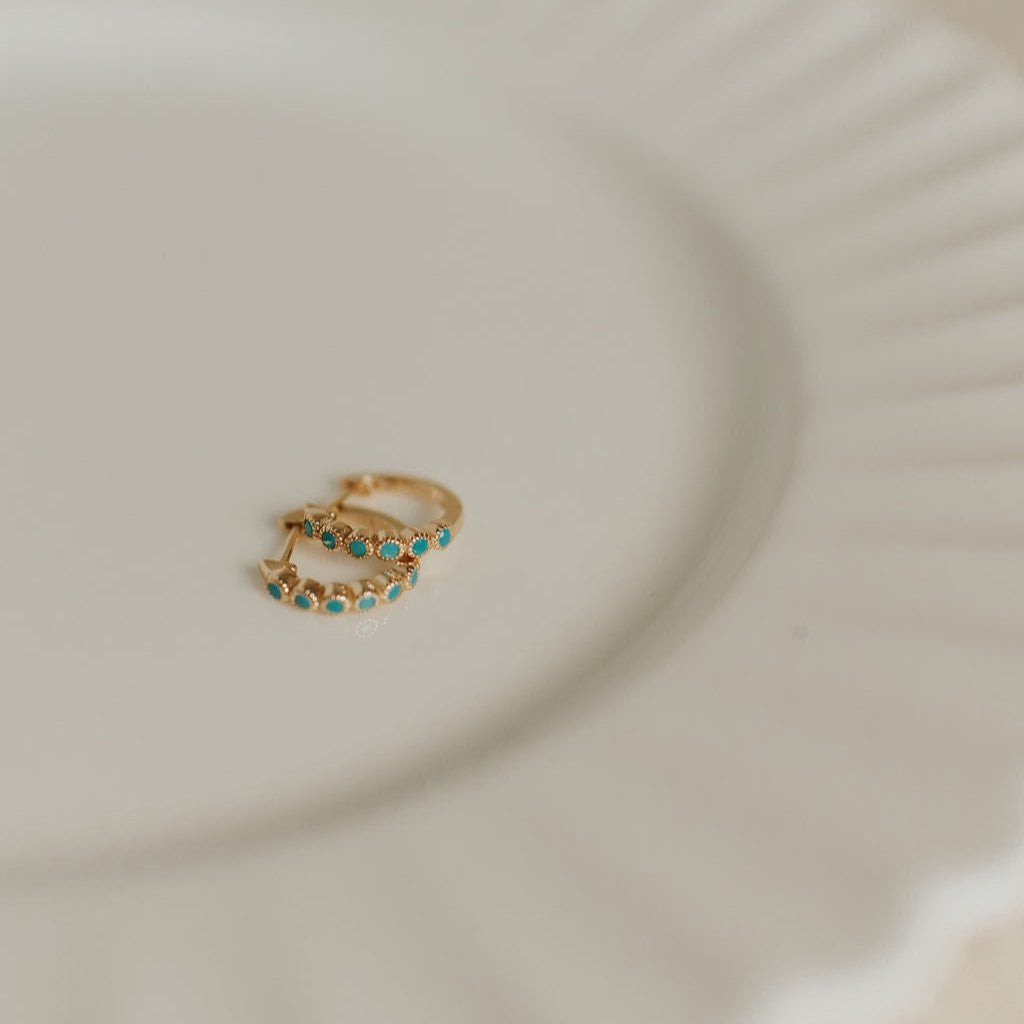 Gaby Turquoise Hoops-AURA REGALIA 