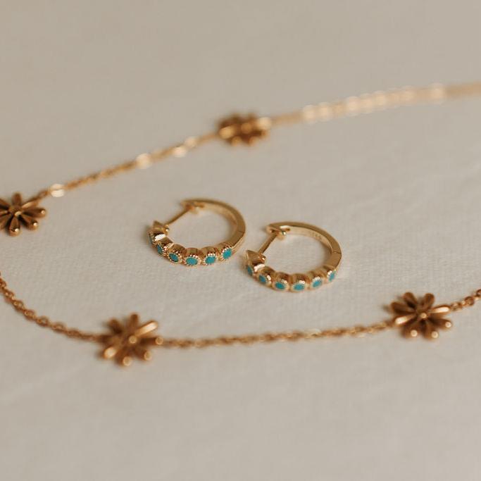 Gaby Turquoise Hoops-AURA REGALIA 