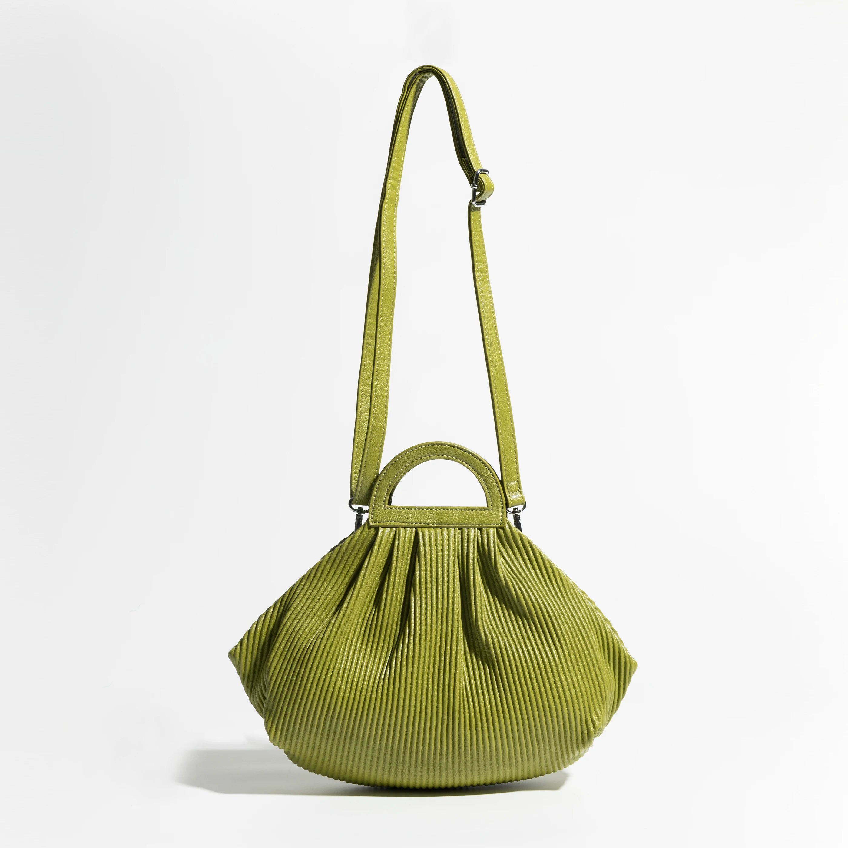 Pleated Dumpling Top Handle Purse