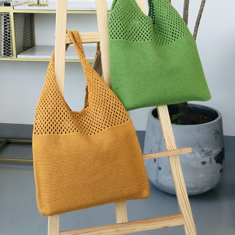 New Korean Ins Knitted Bag Fashion Retro Bag Shoulder Bag Handbag Large Capacity Tote Bag Fashion