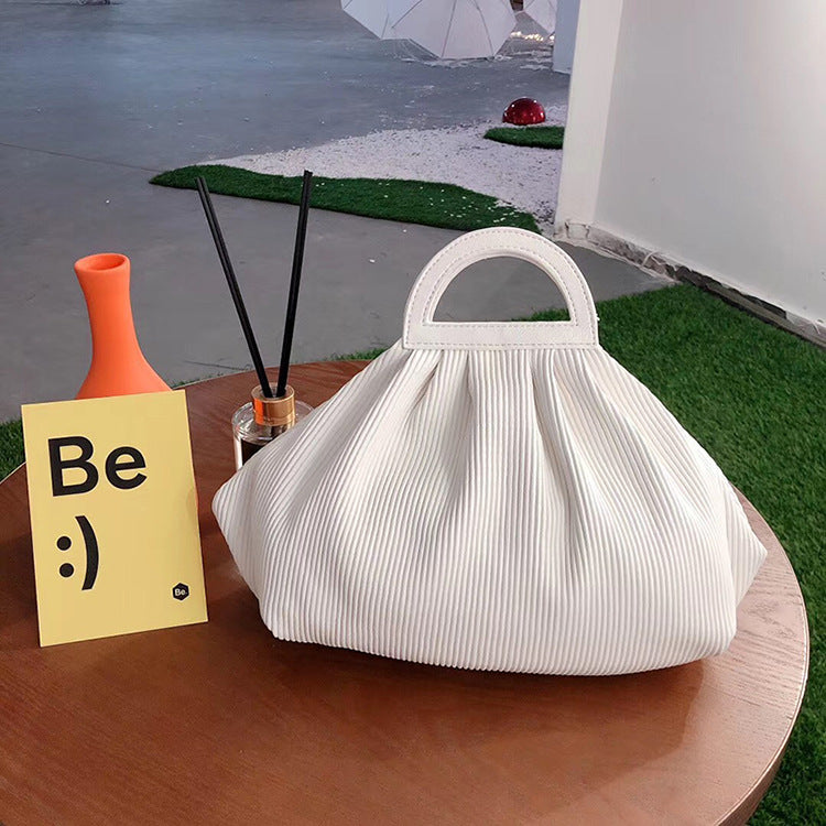 Women Pleated Dumpling Top Handle Purse