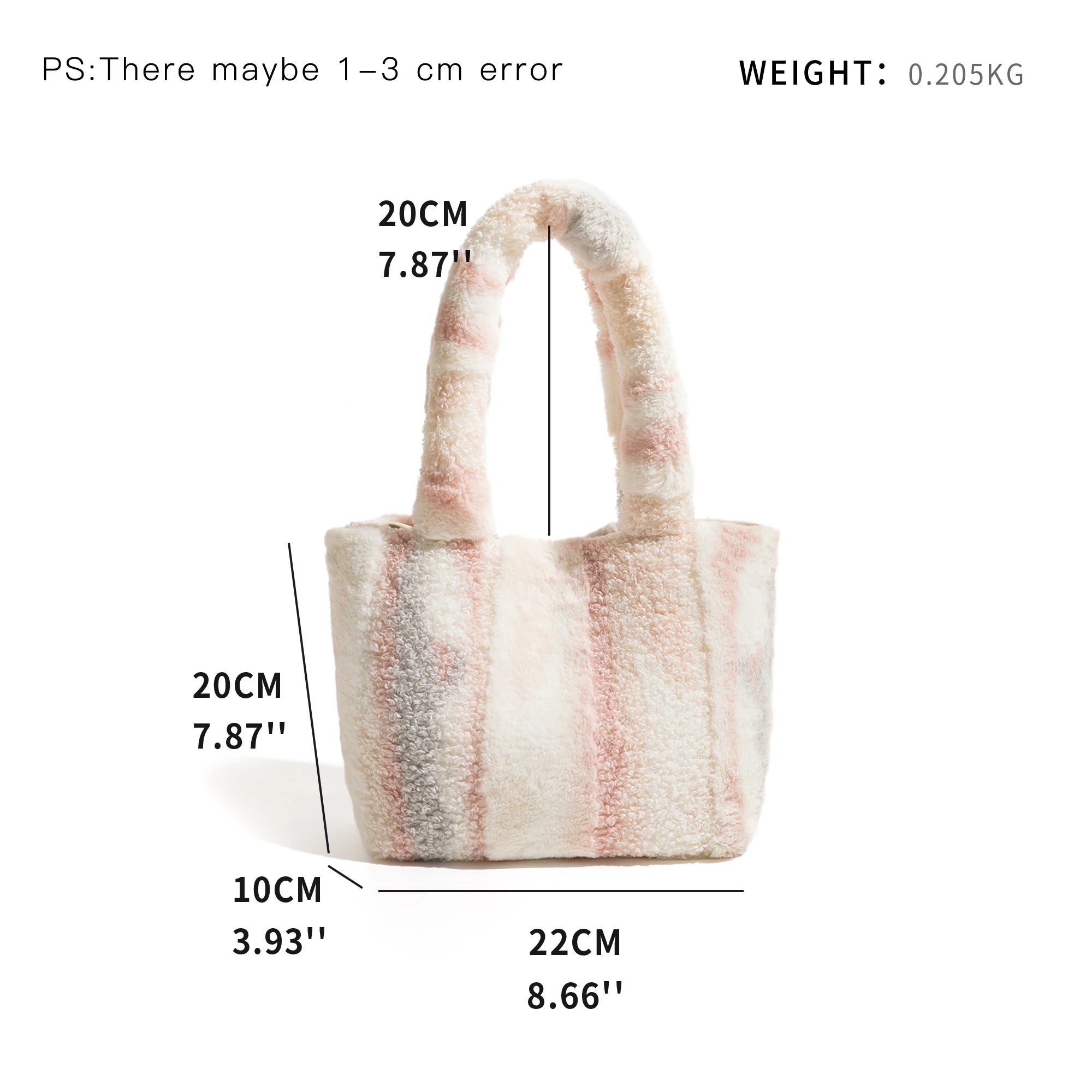 Bohemian Printed Winter Faux Fur Tote Handbag for Women Hasp Plush Square Shopper Purse Trend Elegant Ladies Daily Bag