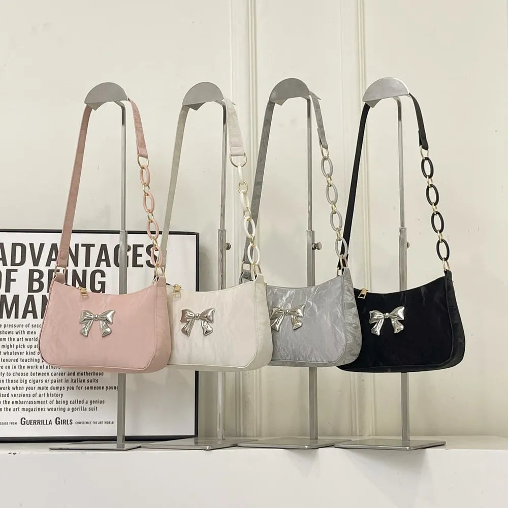 Bow PU Leather Shoulder Bag-AURA REGALIA 