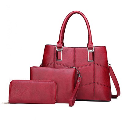 3 Sets High Quality PU Leather Women Handbags Luxury Brands Tote Bag+Ladies Shoulder Messenger crossbody bag+Clutch Feminina Sac-AURA REGALIA 