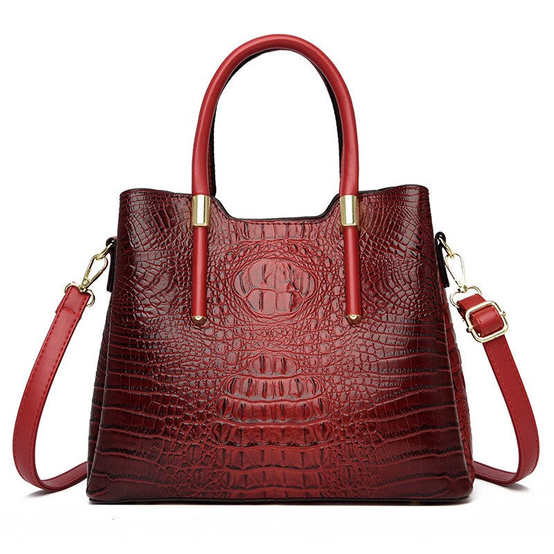 Fashion Alligator Women Handbags Designer Luxury Crocodile Pu Leather Shoulder Crossbody Bags Retro Large Tote Female Purse-AURA REGALIA 