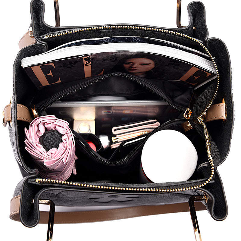 Handbag Women's Fashion Embossed Tote Bag Large Capacity Maternity Bucket Bag-AURA REGALIA 