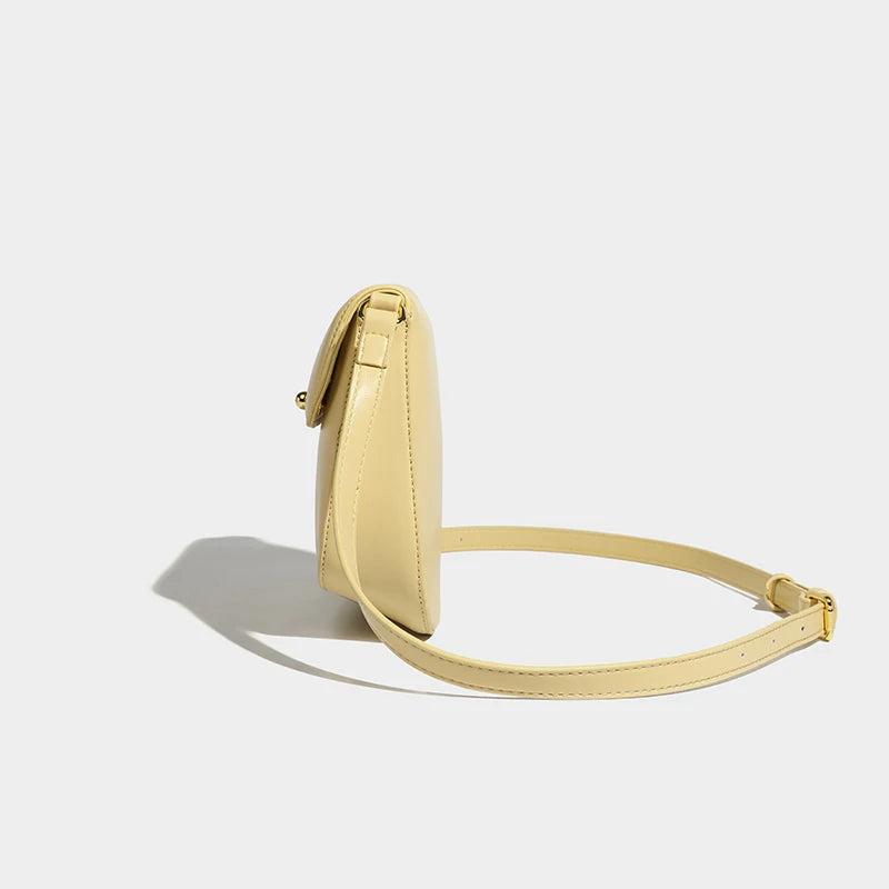 Vintage Elegant Women Flap Purse Shoulder Bags PU Leather Small Tote Handbag Simple Design Crossbody Bag Solid Color
