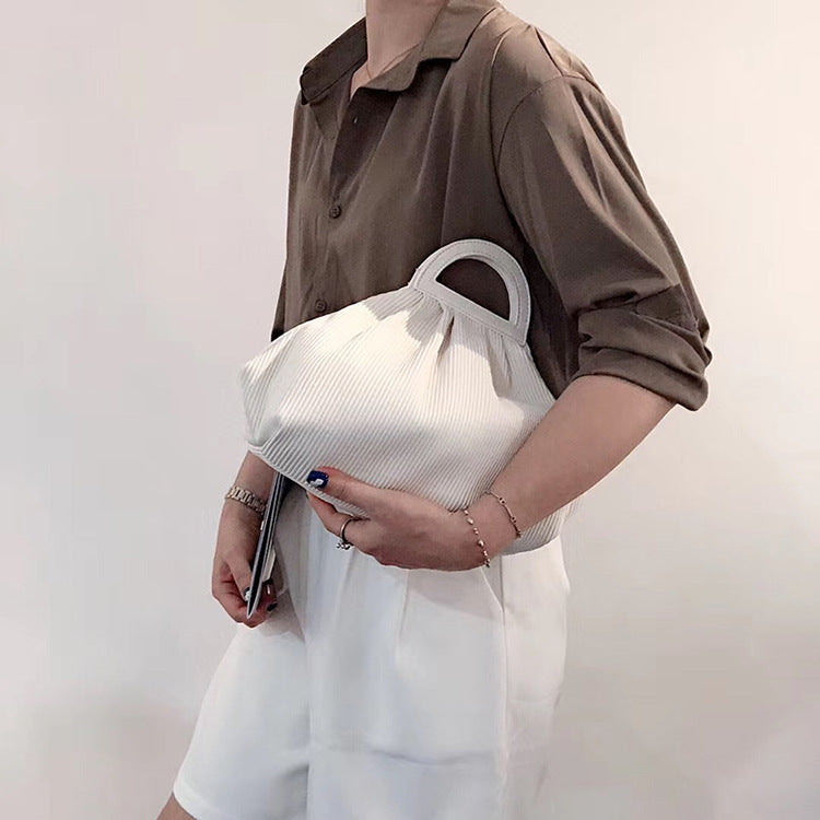 Women Pleated Dumpling Top Handle Purse