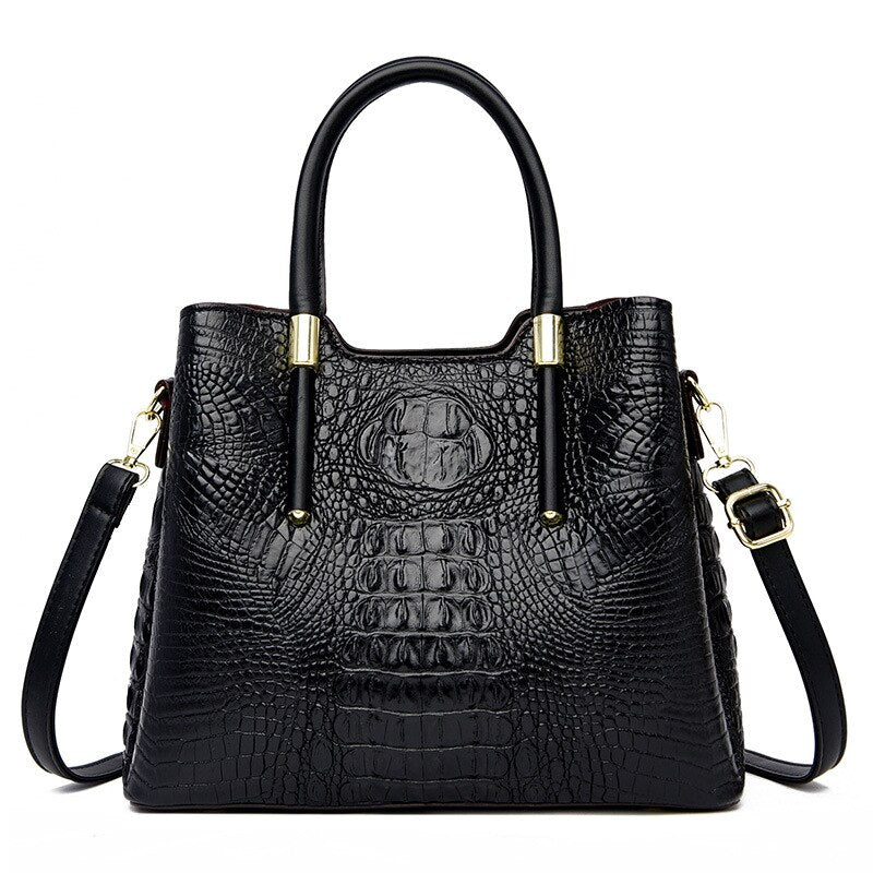 Fashion Alligator Women Handbags Designer Luxury Crocodile Pu Leather Shoulder Crossbody Bags Retro Large Tote Female Purse-AURA REGALIA 