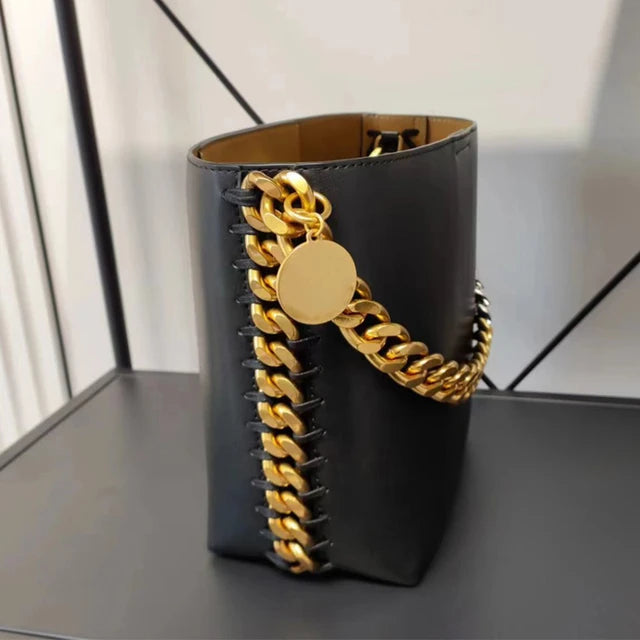 New Women's Bucket Bag Luxury Shoulder Bag High Quality Handbag Fashion Women's Bag Thick Chain Party Bag Wallet-AURA REGALIA 