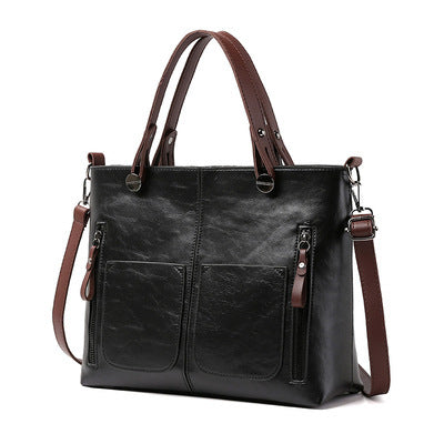 European and American fashion shoulder bag for women large capacity retro women's tote bag simple diagonal cross bag-AURA REGALIA 