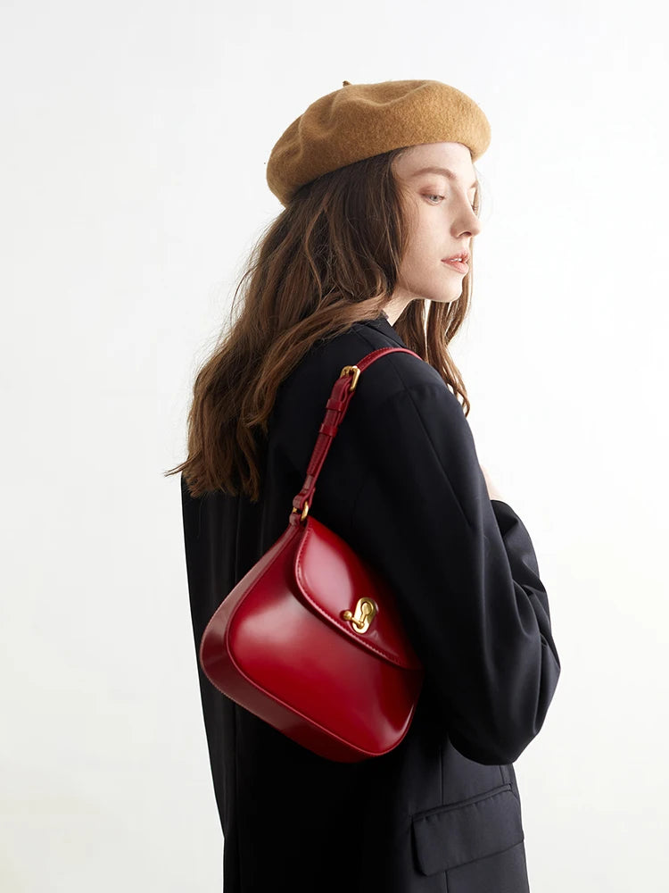 Vintage Elegant Women Flap Purse Shoulder Bags PU Leather Small Tote Handbag Simple Design Crossbody Bag Solid Color