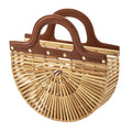 Handheld women's bag, bamboo woven grass woven bag, hollow woven bag, bamboo beach bag, bamboo bag-AURA REGALIA 