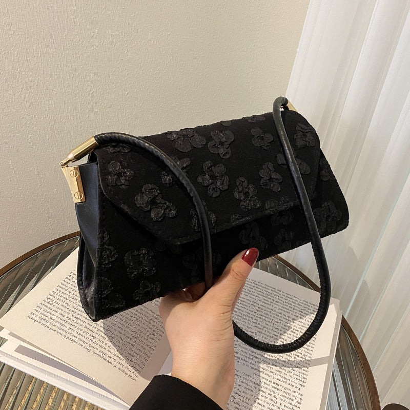 Women Bag Solid Color New Trendy Tote Bag Printing Fashion Hand-Held One-Shoulder Underarm Bag Western Style Oblique Cross Small Bag