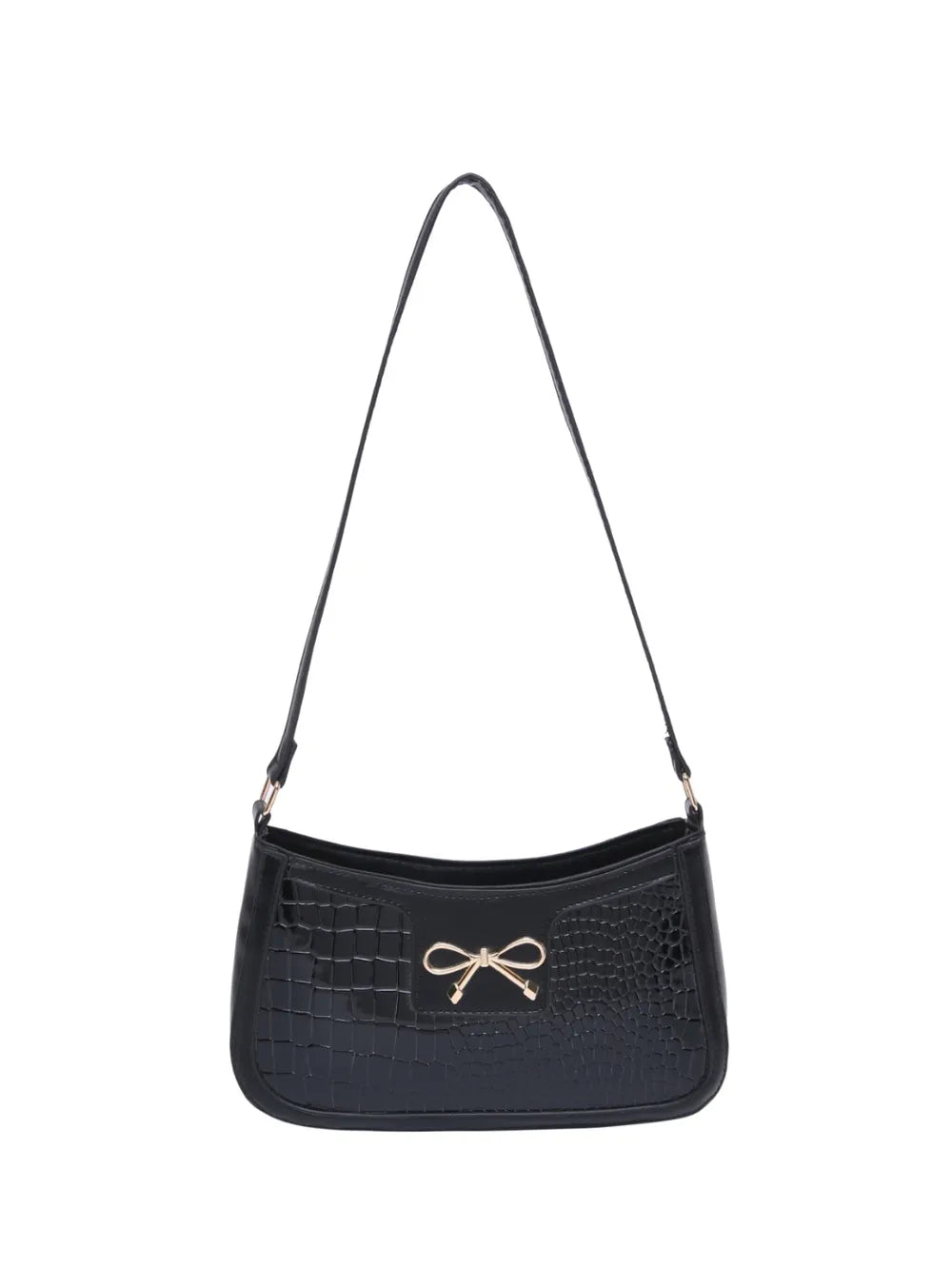 Bow PU Leather Shoulder Bag-AURA REGALIA 