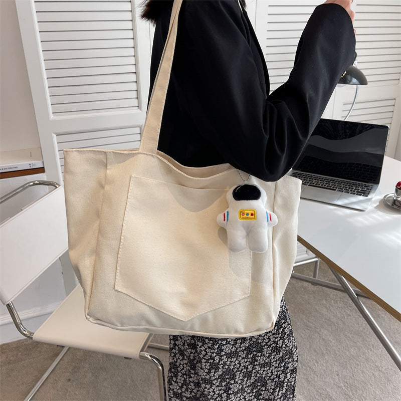 Spring And Summer Big Bag Women's New Trendy Korean Style Casual Canvas Shoulder Bag Large Capacity Popular All-Match Tote Bag