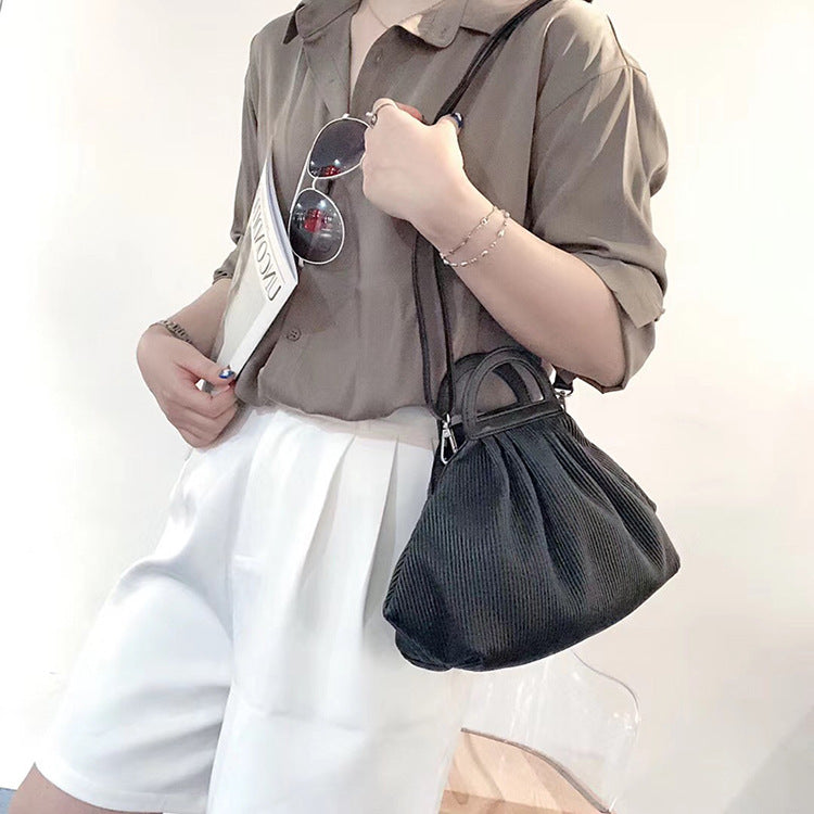 Women Pleated Dumpling Top Handle Purse