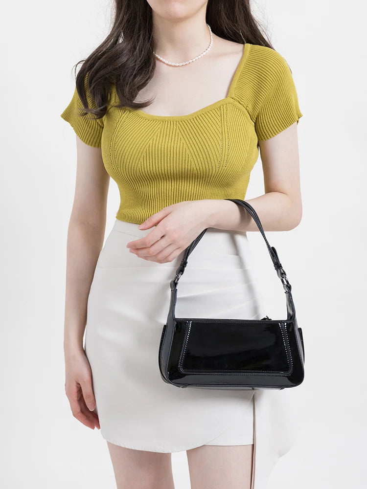 Solid Color Women Underarm Shoulder Bags Soft PU Leather Phone Purse Female Small Tote Handbags Simple Design-AURA REGALIA 