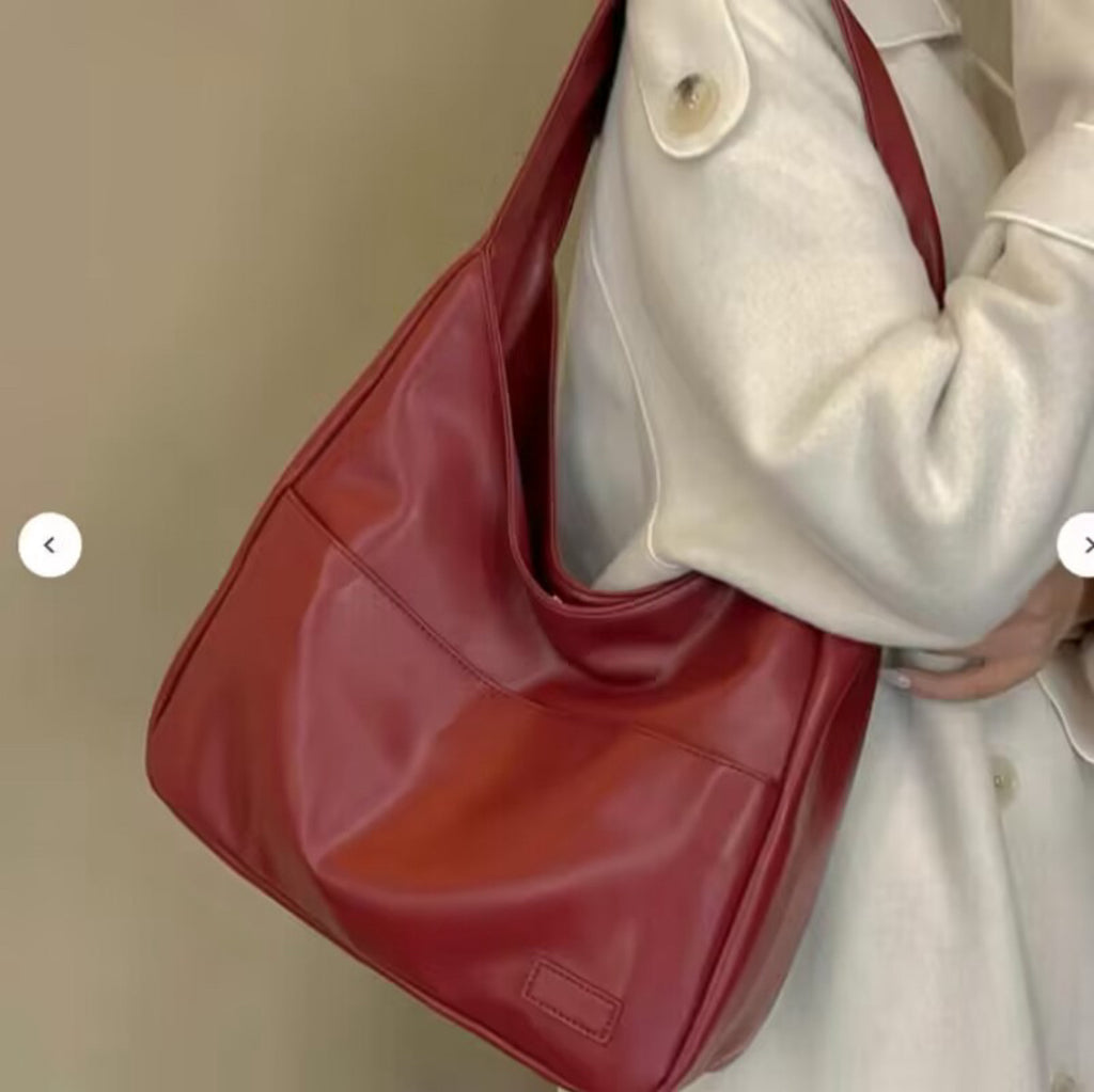 Soft leather tote bag Large capacity brown bucket bag Versatile commuting shoulder bag for women-AURA REGALIA 