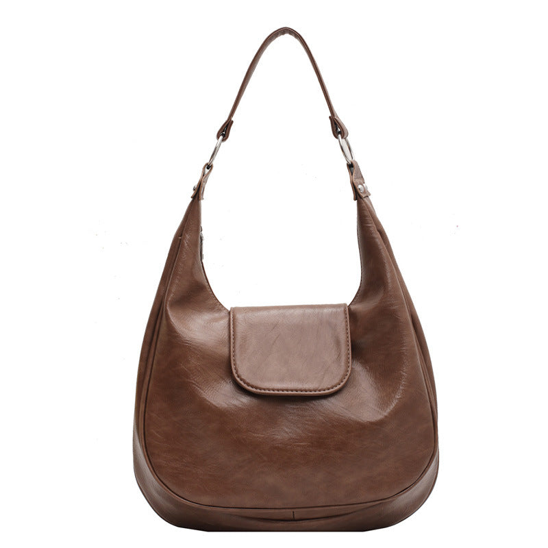 Women's Bag Texture Design Bag New Fashion Simple Retro Tote Bag ins Large Capacity One Shoulder-AURA REGALIA 