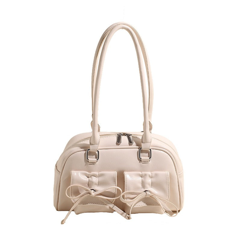 Fashion women's bag new style niche baguette bag handbag shoulder messenger bag bow hot girl armpit bag-AURA REGALIA 