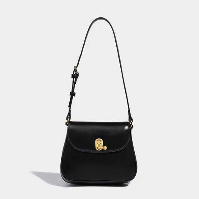 Vintage Elegant Women Flap Purse Shoulder Bags PU Leather Small Tote Handbag Simple Design Crossbody Bag Solid Color