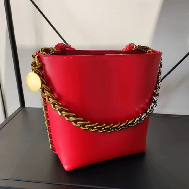 New Women's Bucket Bag Luxury Shoulder Bag High Quality Handbag Fashion Women's Bag Thick Chain Party Bag Wallet-AURA REGALIA 