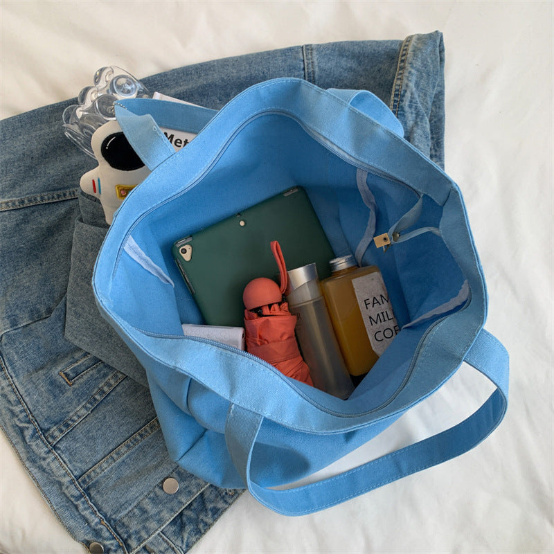 Spring And Summer Big Bag Women's New Trendy Korean Style Casual Canvas Shoulder Bag Large Capacity Popular All-Match Tote Bag
