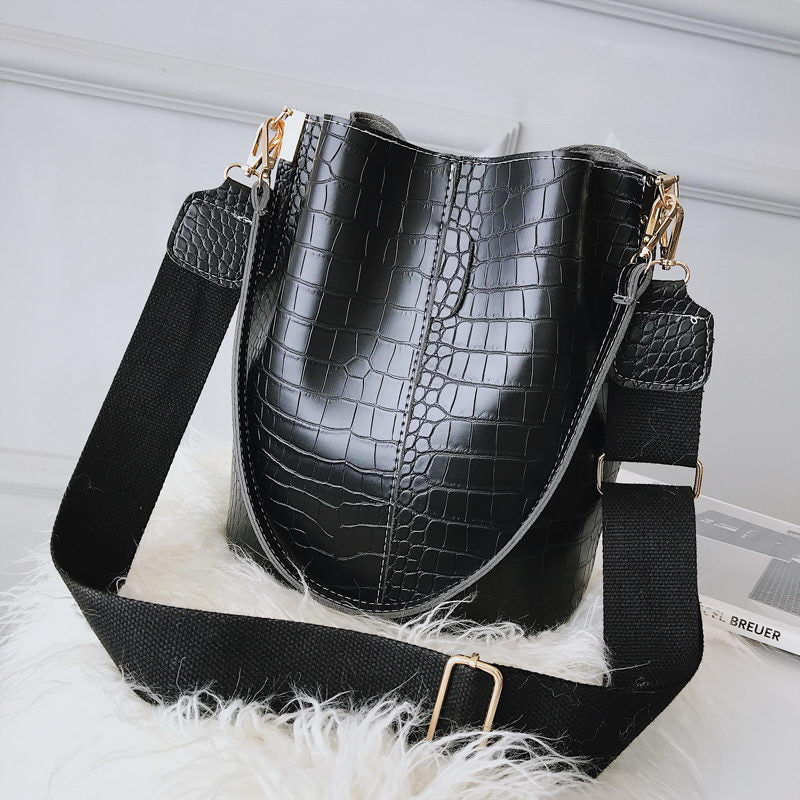 Ansloth Crocodile Crossbody Bag For Women Shoulder Bag Brand Designer Women Bags Luxury PU Leather Bag Bucket Bag Handbag HPS405-AURA REGALIA 