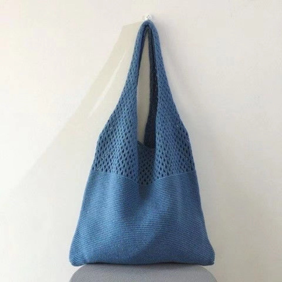 New Korean Ins Knitted Bag Fashion Retro Bag Shoulder Bag Handbag Large Capacity Tote Bag Fashion