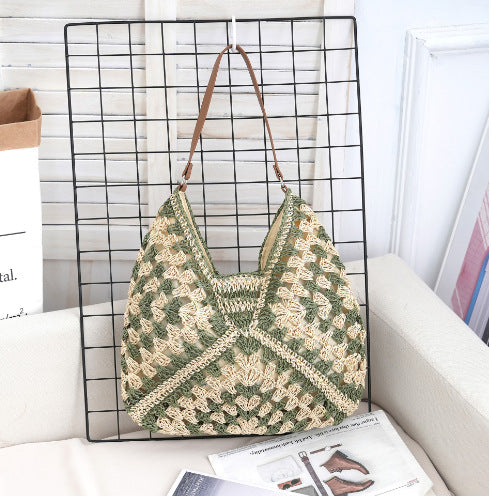 Hollow out straw woven bag woven belt armpit bag-AURA REGALIA 