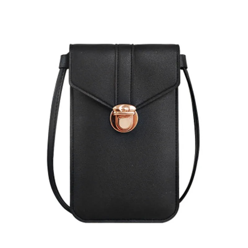 Women's crossbody bag Pu leather touch screen mobile wallet female retro student buckle shoulder bag purses and handbags torebka-AURA REGALIA 