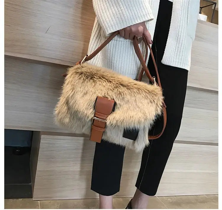 Plush Wide Crossbody Bag Women Bag