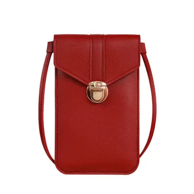 Women's crossbody bag Pu leather touch screen mobile wallet female retro student buckle shoulder bag purses and handbags torebka-AURA REGALIA 