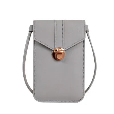 Women's crossbody bag Pu leather touch screen mobile wallet female retro student buckle shoulder bag purses and handbags torebka-AURA REGALIA 
