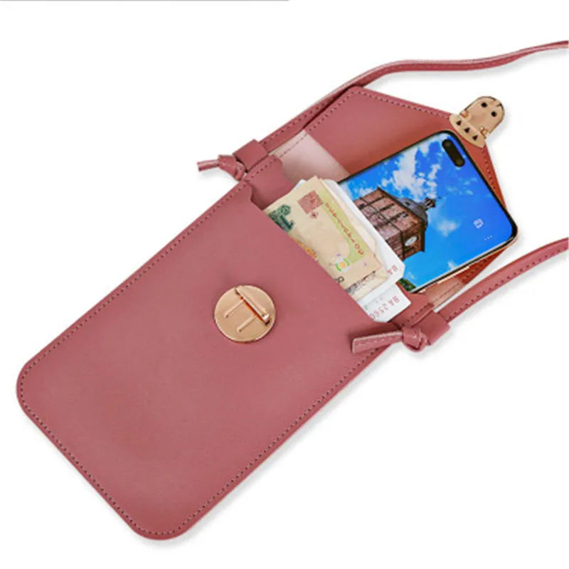 Women's crossbody bag Pu leather touch screen mobile wallet female retro student buckle shoulder bag purses and handbags torebka-AURA REGALIA 