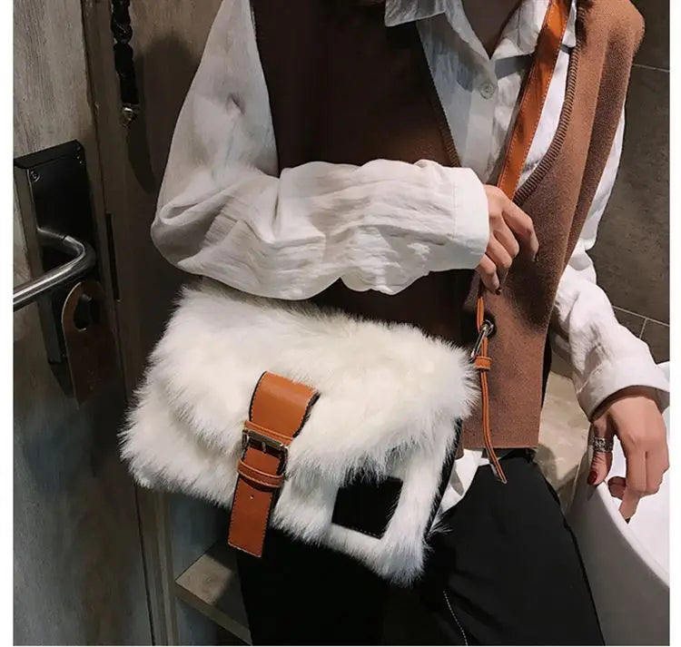 Plush Wide Crossbody Bag Women Bag
