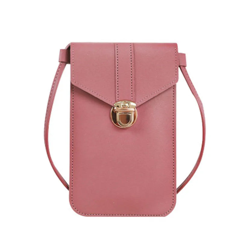 Women's crossbody bag Pu leather touch screen mobile wallet female retro student buckle shoulder bag purses and handbags torebka-AURA REGALIA 