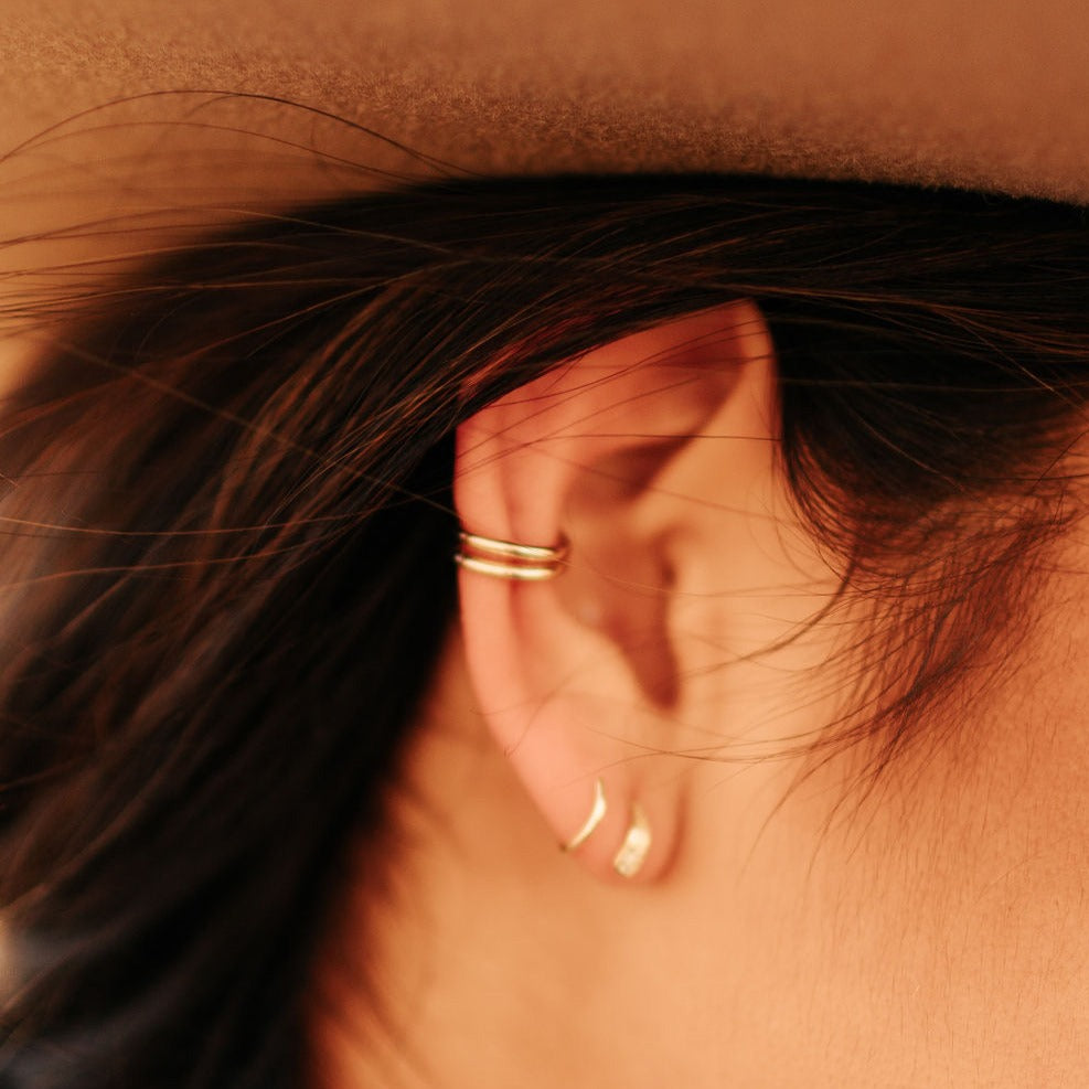 Queen Gold Filled Double Band Ear Cuff-AURA REGALIA 
